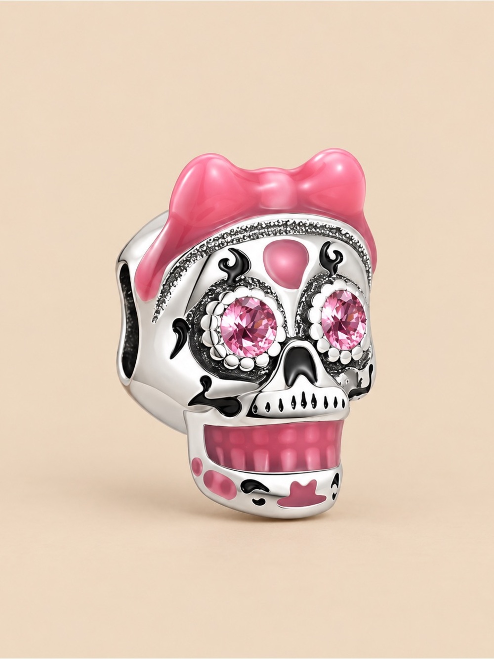 Pink Sugar Skull Charm Bead - Women's Jewelry